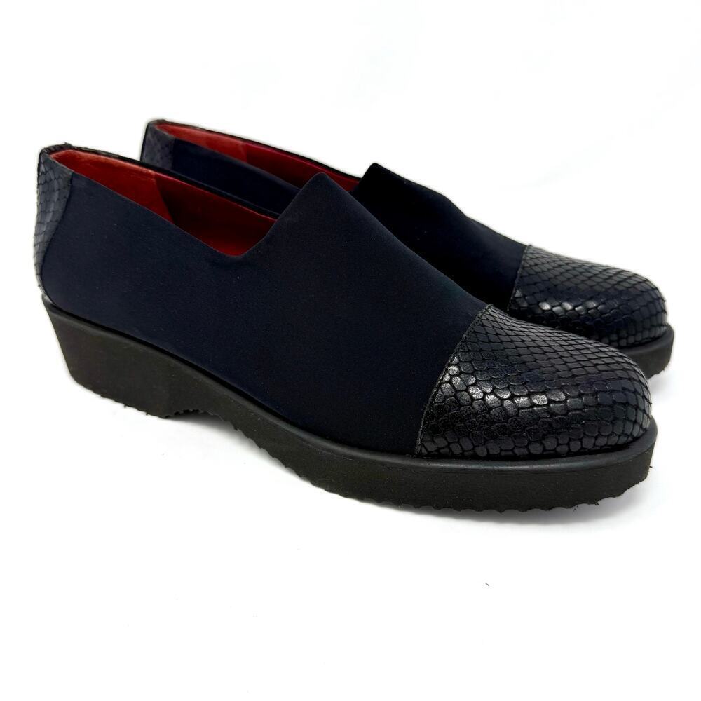 Donald J. Pliner Ciara Black Slip On Shoe Size 8.5 Narrow Snake Print New in Box
